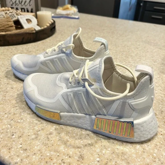adidas | Shoes | Adidas Nmdr Core Whiteiridescentgrade School Girls Shoe |  Poshmark